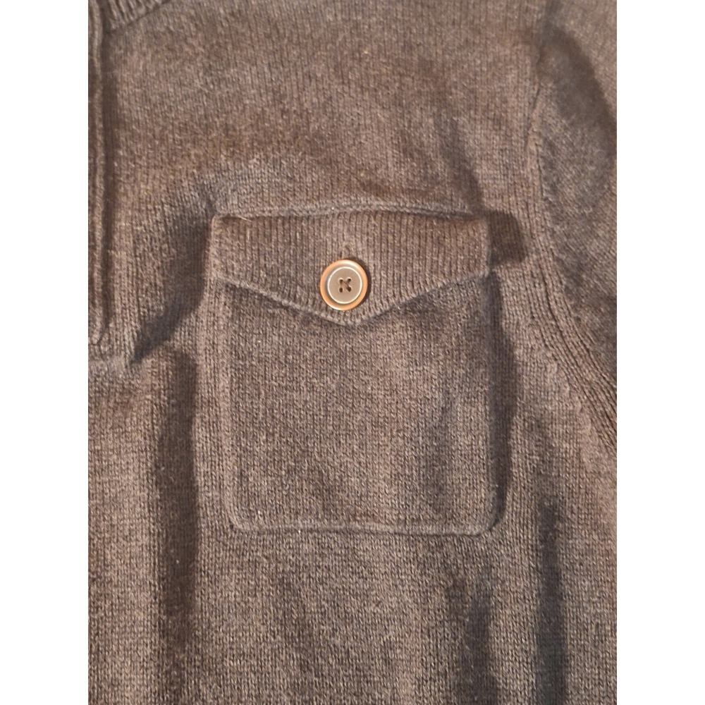 Banana Republic Mens High Ribbed Sweater Large Mock Neck Gray Pocket 3-Button - Picture 7 of 8